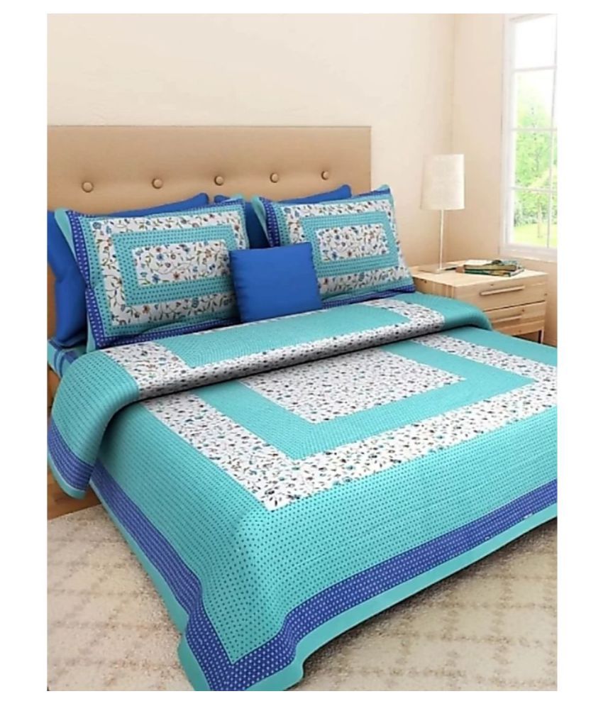 Monika Collections Cotton Double Bedsheet With 2 Pillow Covers Buy
