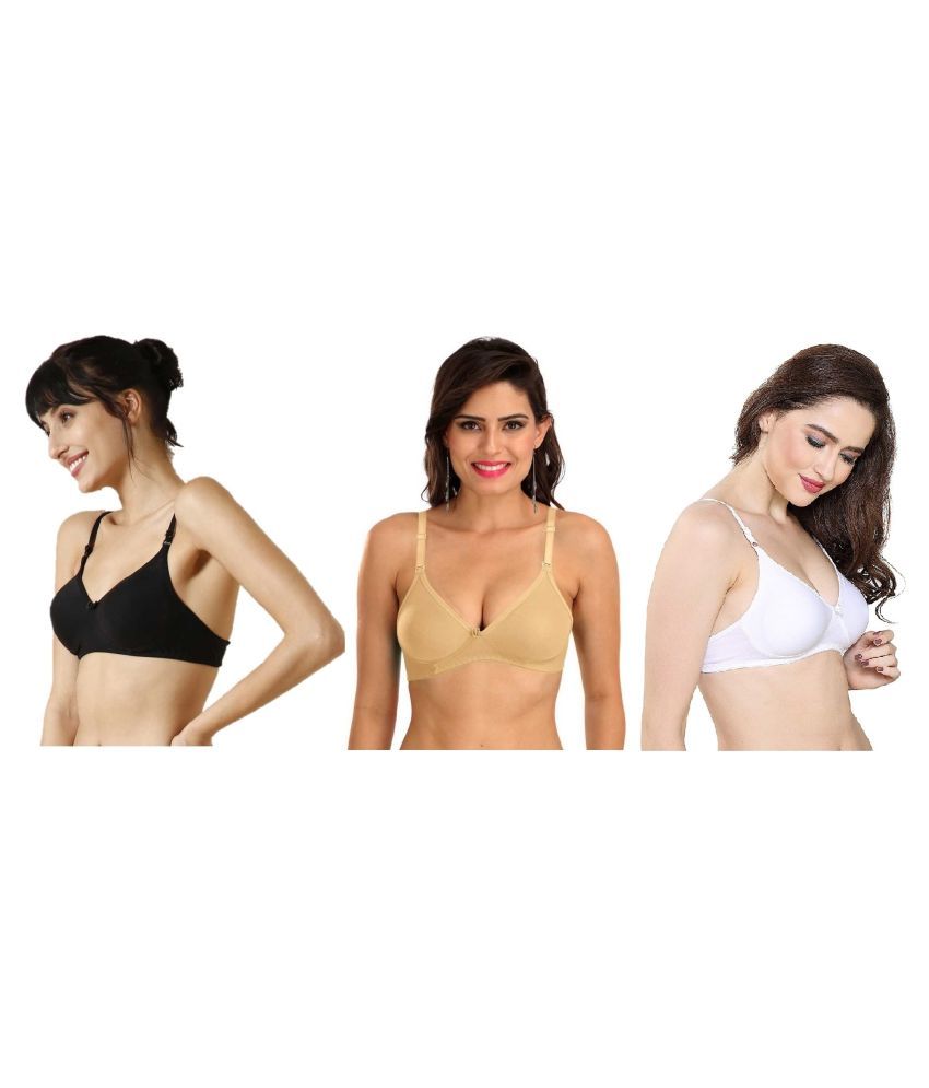     			Skandas Trendz Pack of 3 Cotton Lycra Women's T-Shirt Bra ( Multi Color )