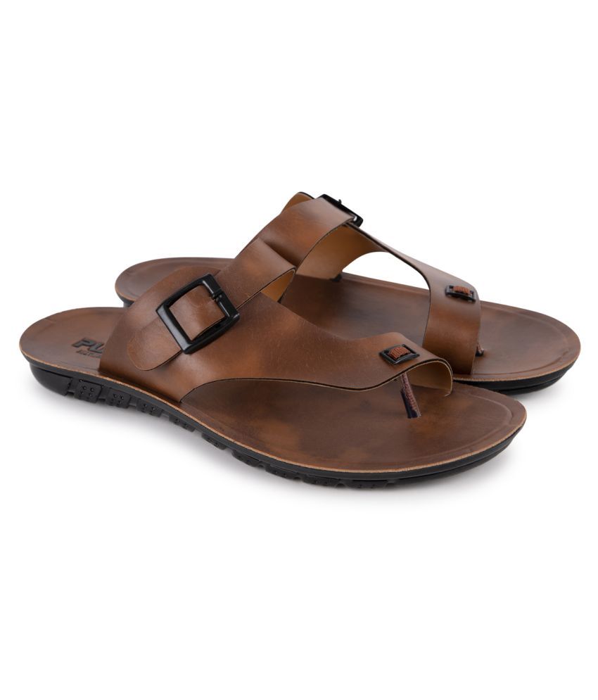     			SapSon Tan Faux Leather Sandals