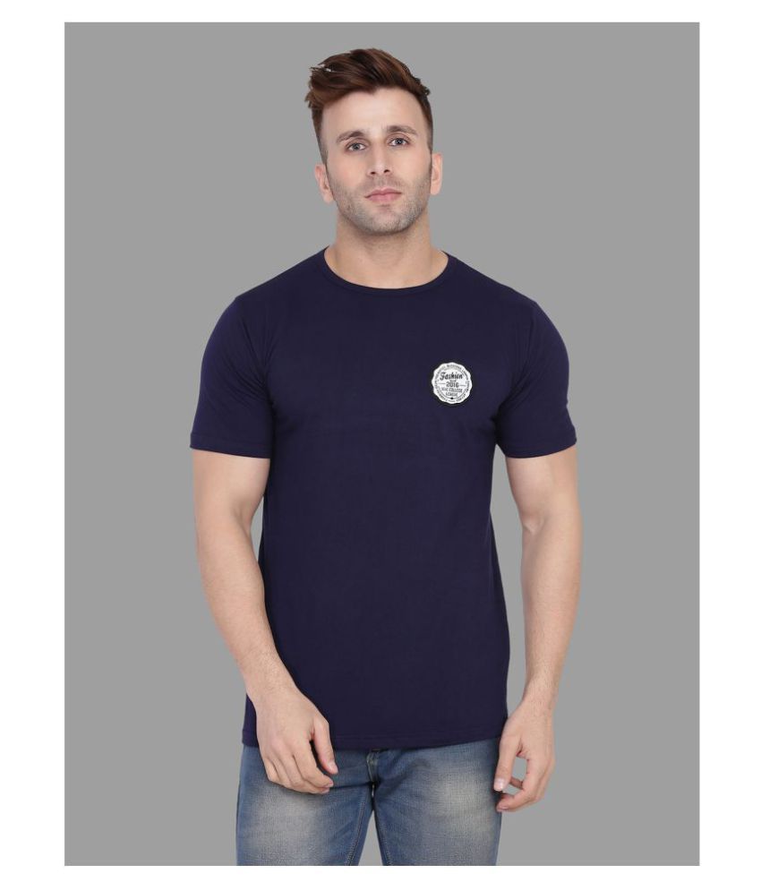     			Tfurnish Cotton Blend Navy Solids T-Shirt