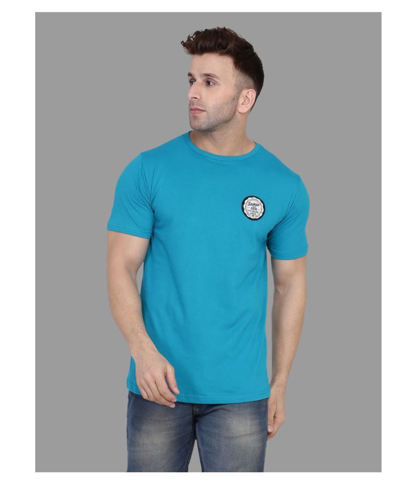     			Tfurnish Cotton Blend Turquoise Solids T-Shirt