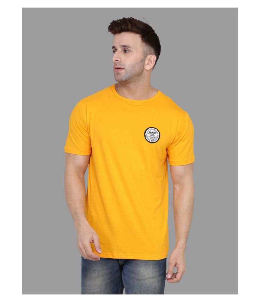     			Tfurnish Cotton Blend Yellow Solids T-Shirt