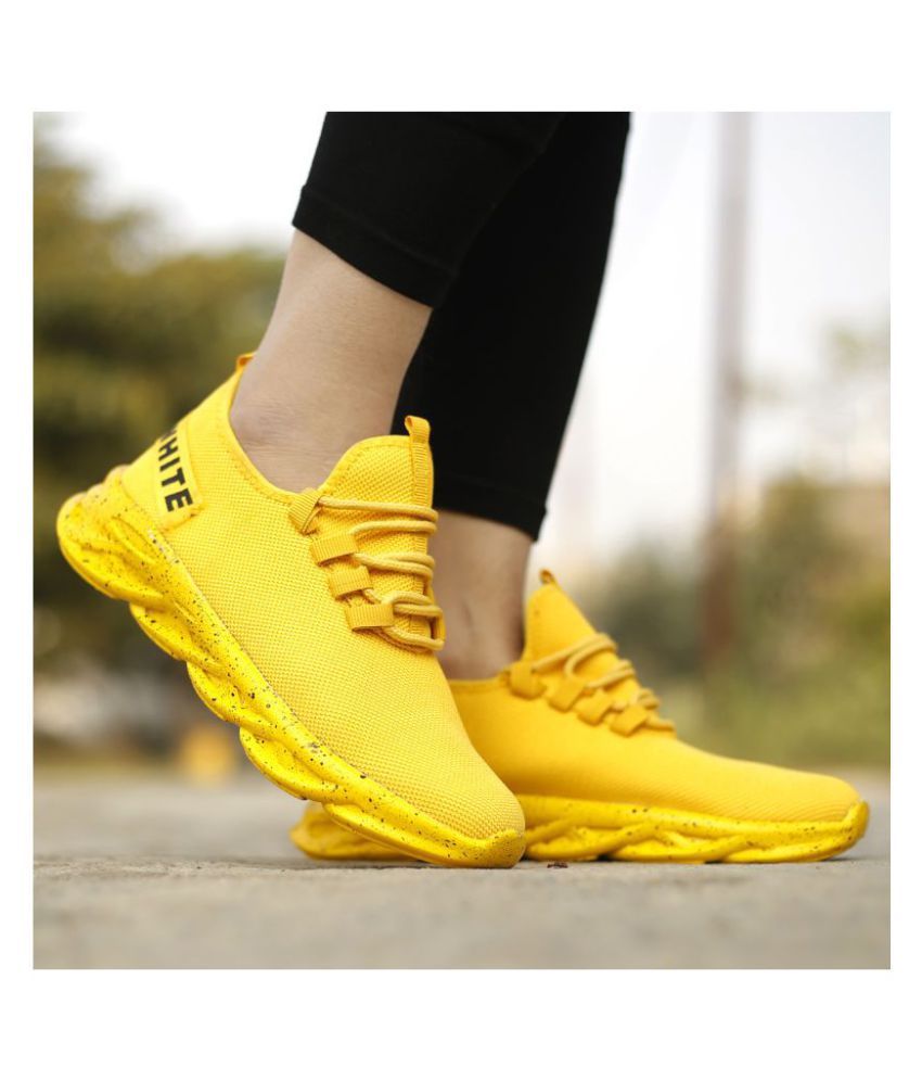 yellow running shoes