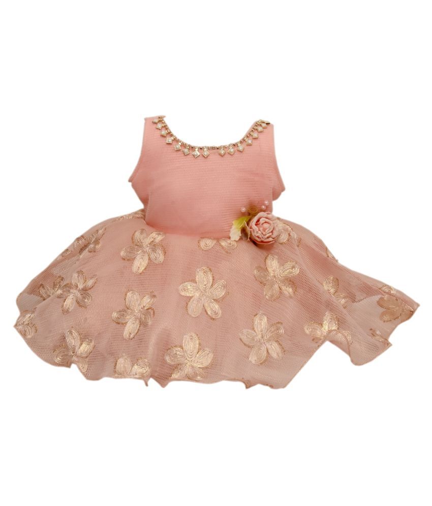 peach colour party frock