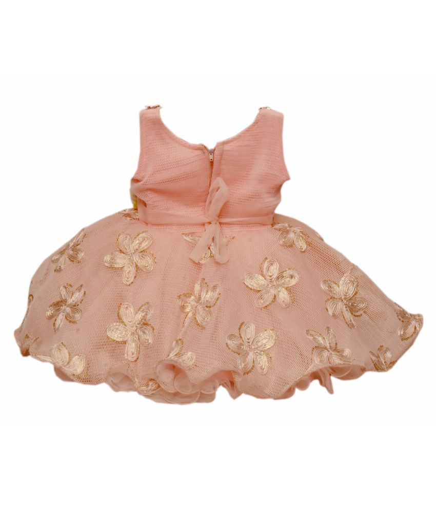 peach colour party frock