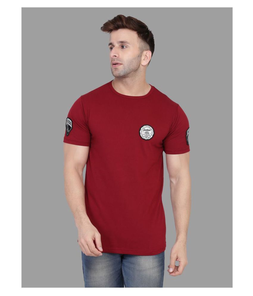     			Tfurnish Cotton Blend Maroon Solids T-Shirt