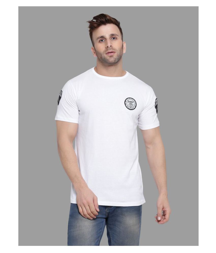     			Tfurnish Cotton Blend White Solids T-Shirt