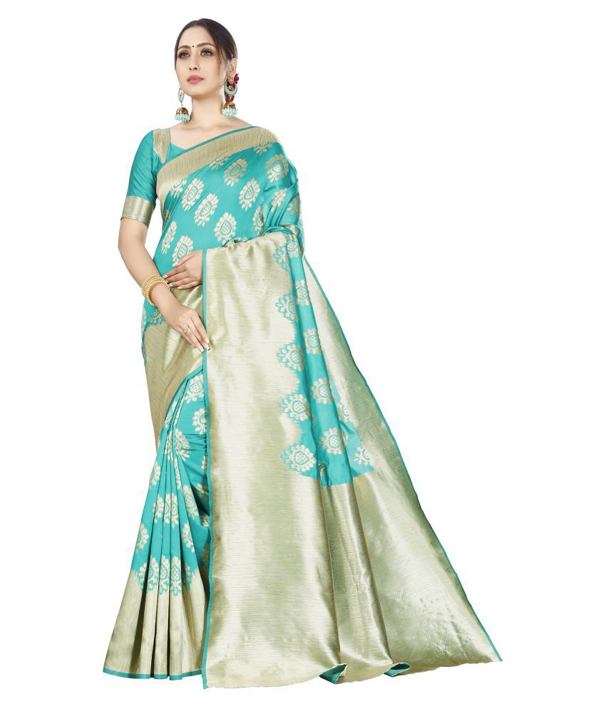 Divastha Blue Silk Blends Saree - Buy Divastha Blue Silk Blends Saree ...