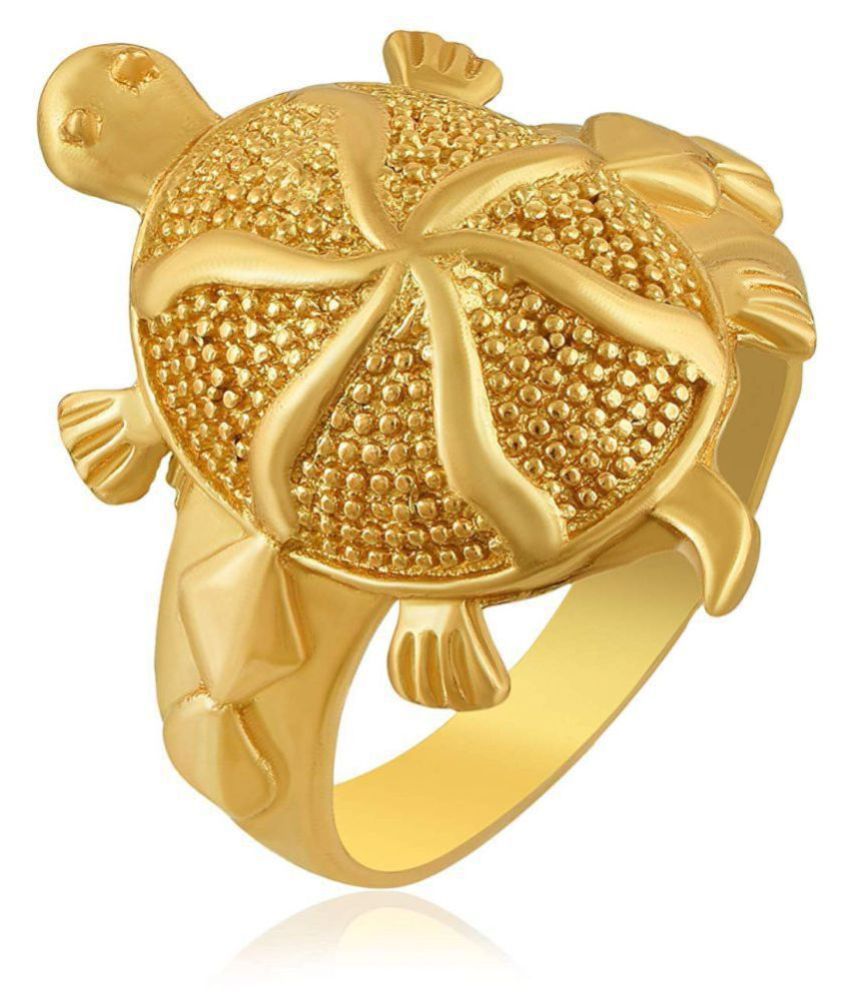     			PS CREATIONS Gold Plated Vaastu Fengshui Kachua Tortoise Good Luck Charm Fashion Finger Ring for Men and Women