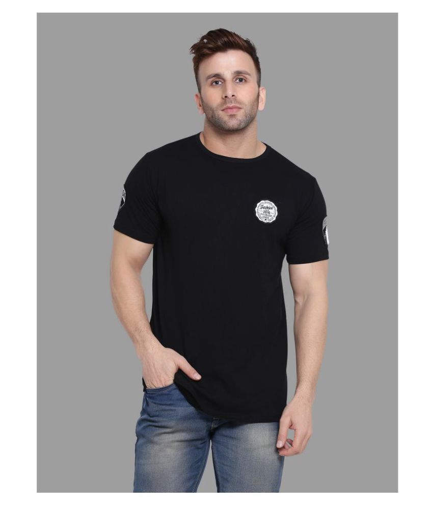     			Tfurnish Cotton Blend Black Solids T-Shirt