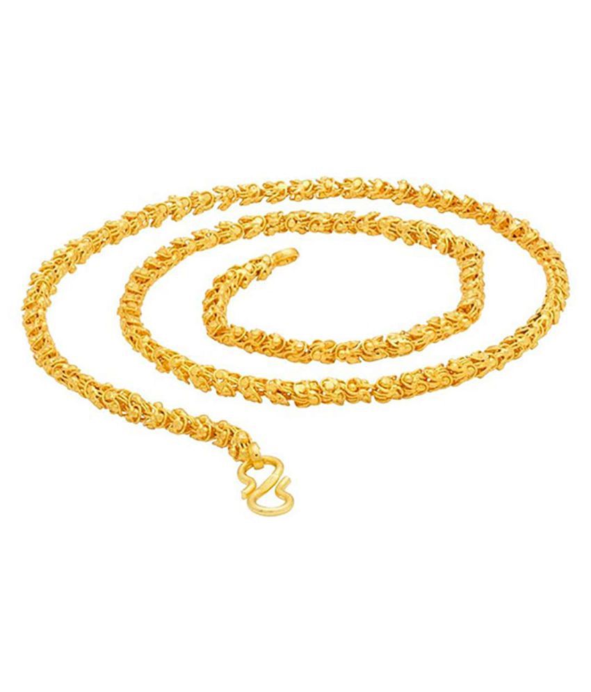     			shankhraj mall gold plated flower design long chain for men or women-10013