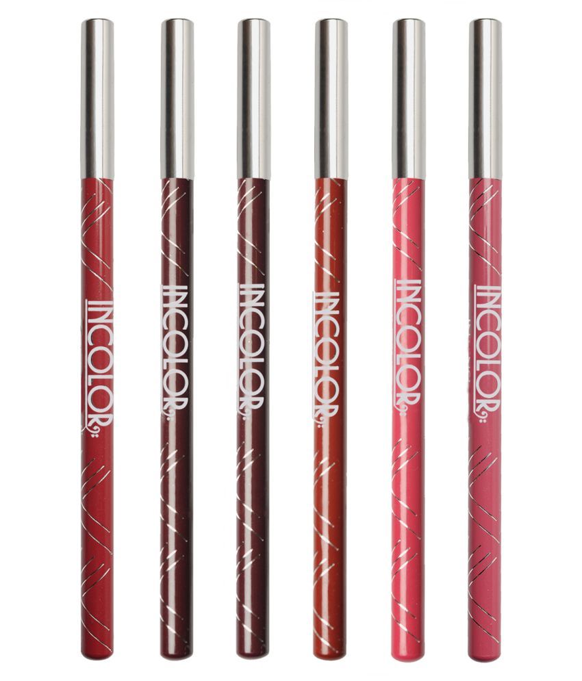 Incolor Lip Liner Pencil combo 04 lip pencil Multi SPF 12 Pack of 6 1