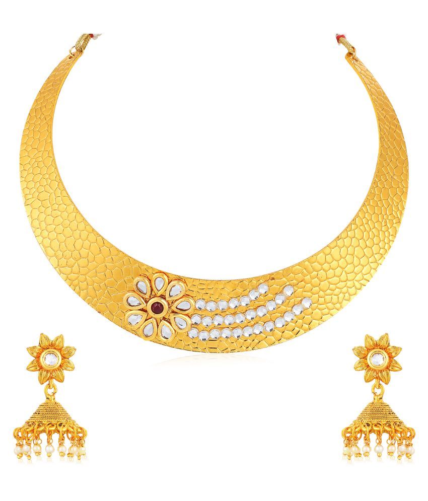 Sukkhi Alloy Golden Choker Traditional 18kt Gold Plated Necklaces Set