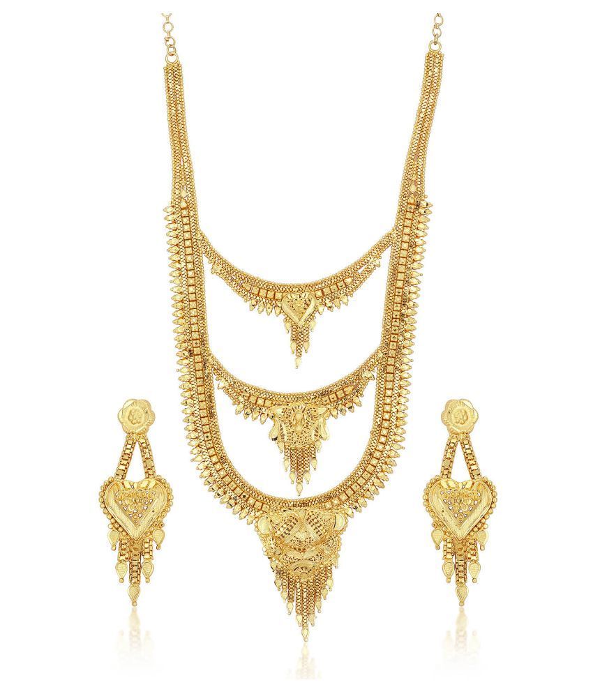 Sukkhi Alloy Golden Long Haram Traditional 18kt Gold Plated Necklaces ...