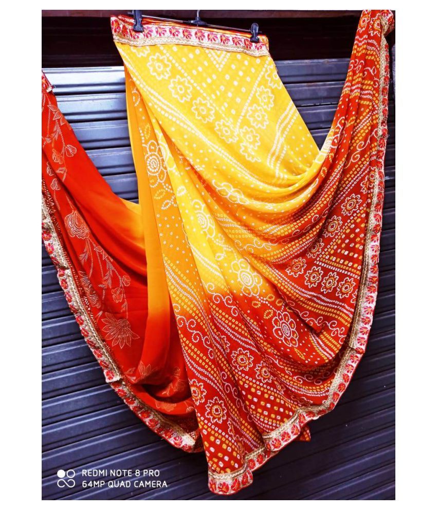 yellow gown with red dupatta