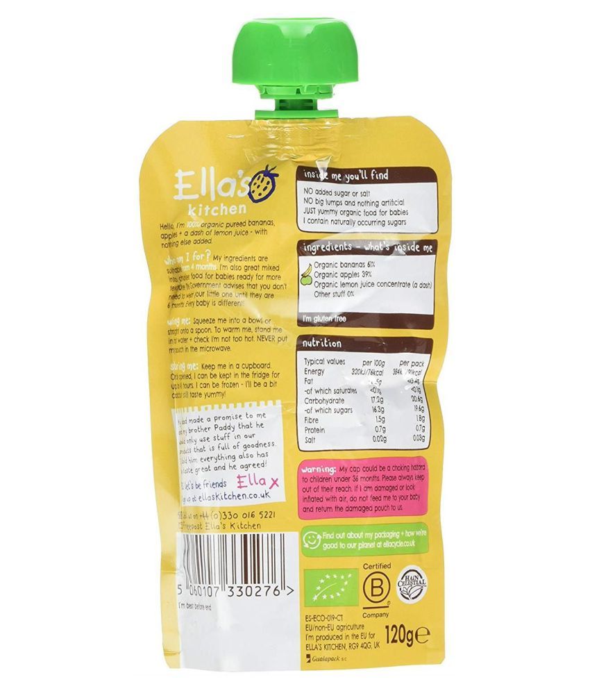 Ella's Kitchen Bananas & Apple Snack Foods for 6 Months + ( 240 gm