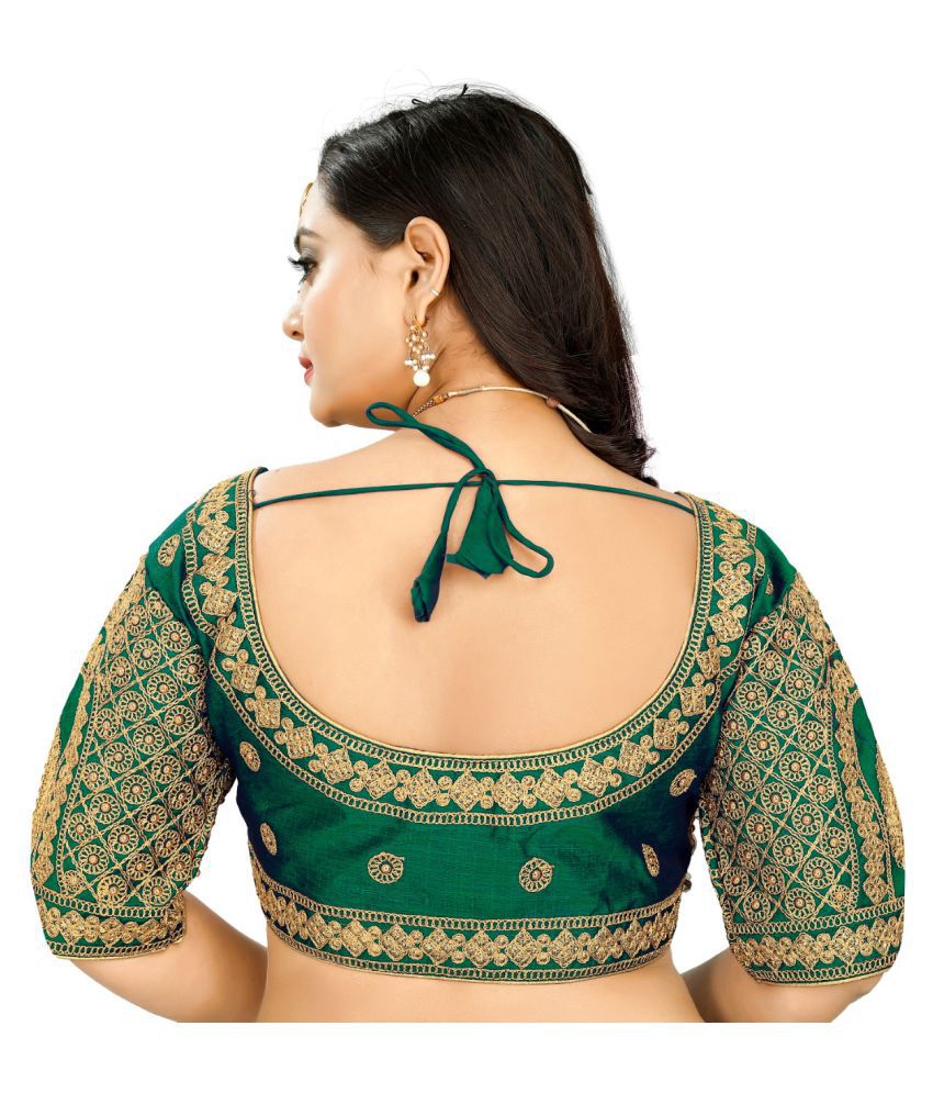 Women Blouse Green Silk Semi Stitched Blouse - Buy Women Blouse Green ...