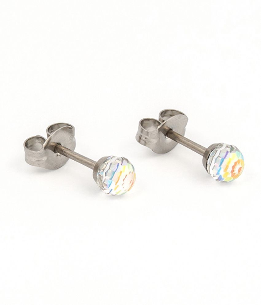 Studex Tiny Tips Stainless Steel 4MM Ab/Rainbow Crystal Ball Ear Studs ...