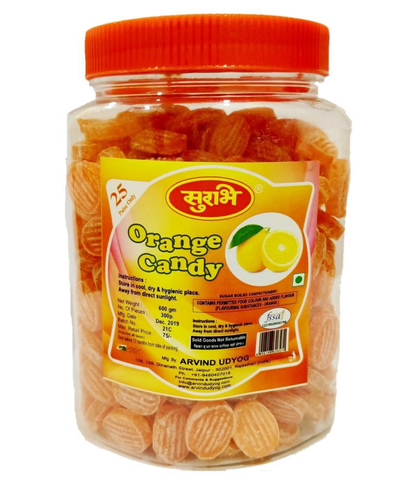 SURBHI Fruity Juicy Santra Orange candy TASTY Hard Candies 600 gm Pack of 2