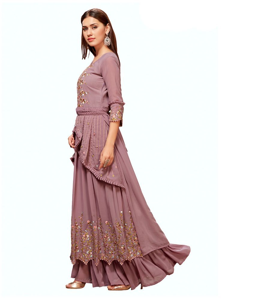 purple georgette gown