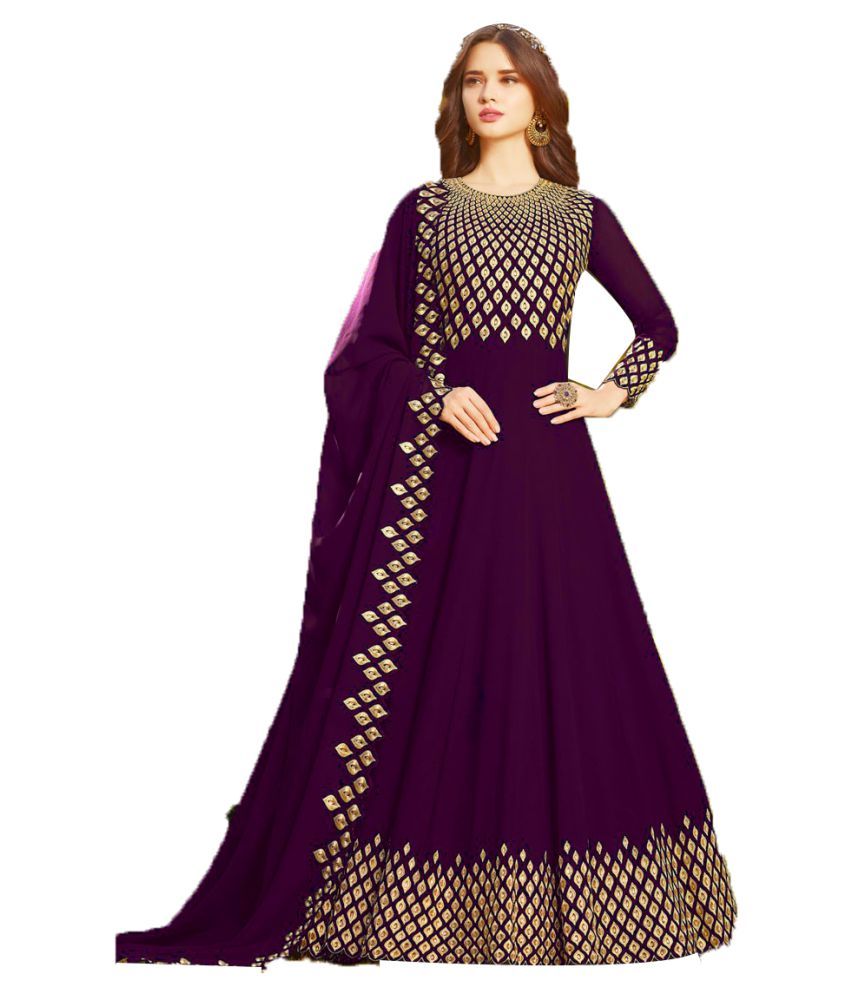 purple georgette gown