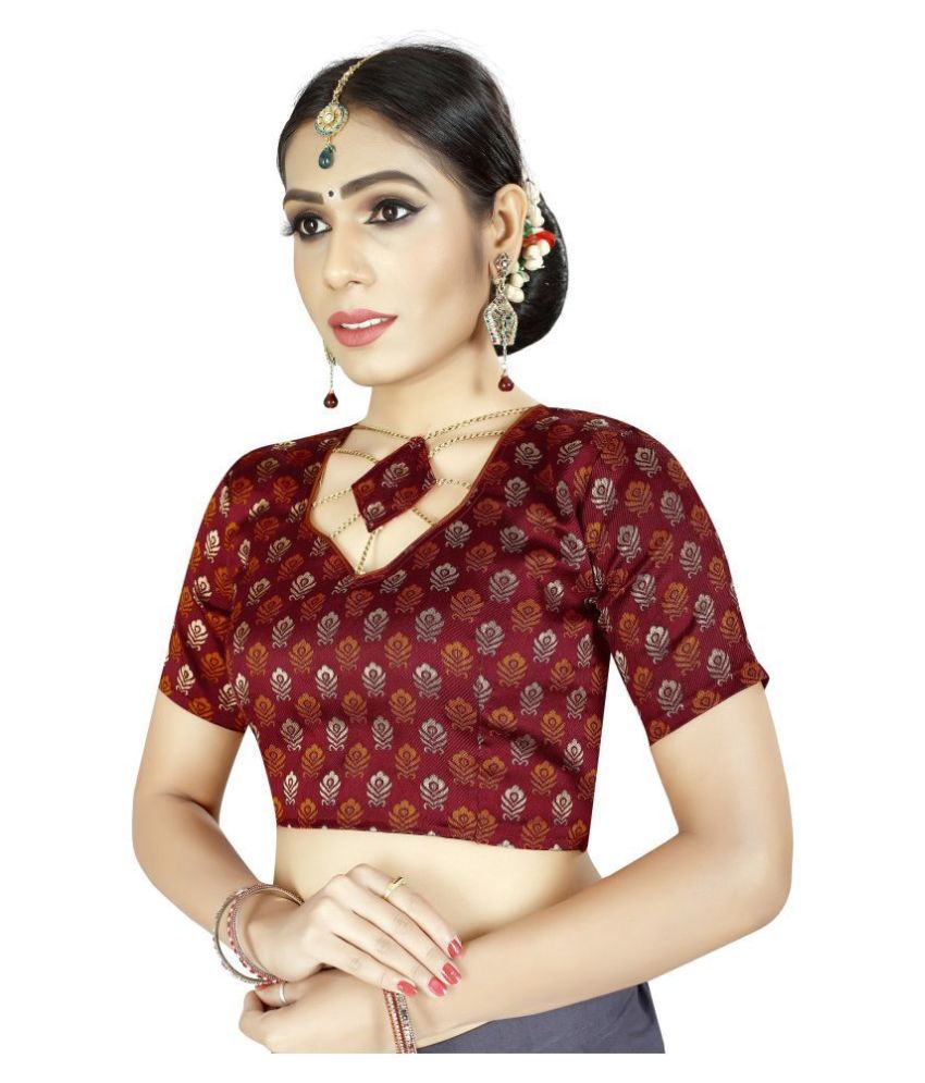 jennydesigner Red Jacquard Unstitched Blouse - Buy jennydesigner Red ...