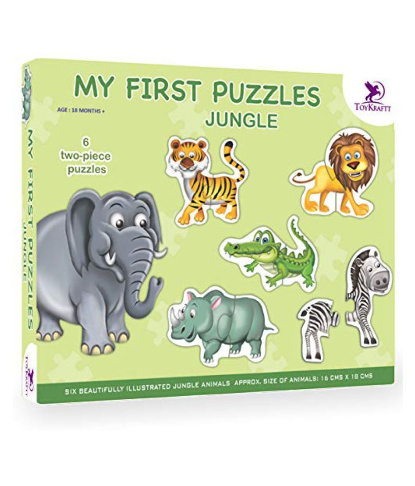 Toykraft My First Puzzle Jungle Animals 2 Piece Chunky Puzzles for