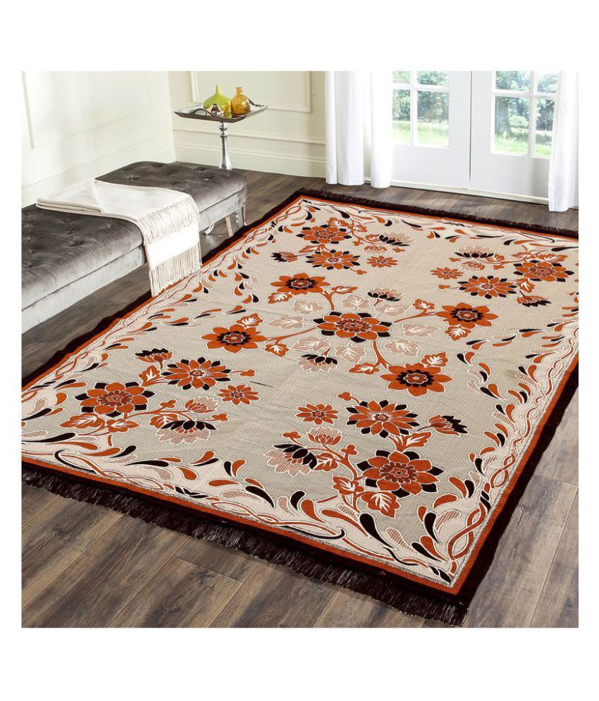 Zesture Mustard Poly Cotton Carpet Floral 4x6 Ft Buy Zesture Mustard