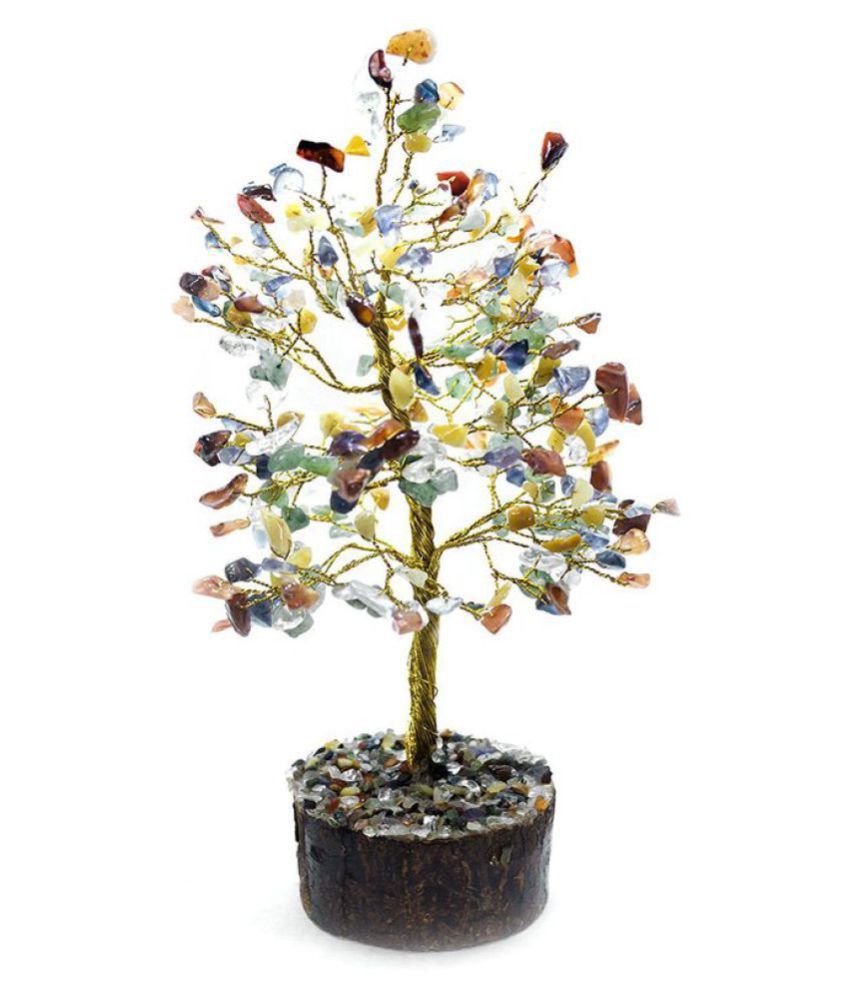     			9 Inches Multi Colour 7 Chakra Natural Agate Stone Tree