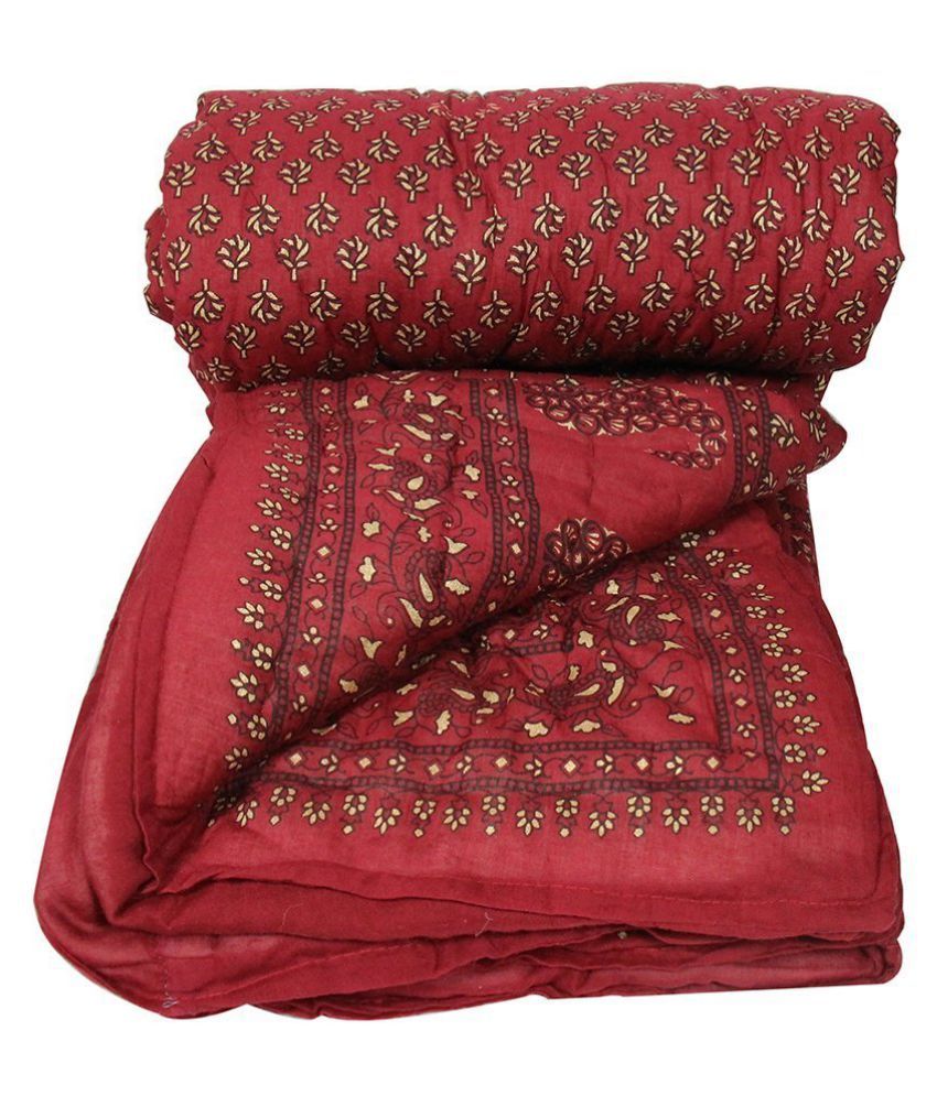 Jaipuri Razai Single Cotton Brown Floral Quilt Buy Jaipuri Razai
