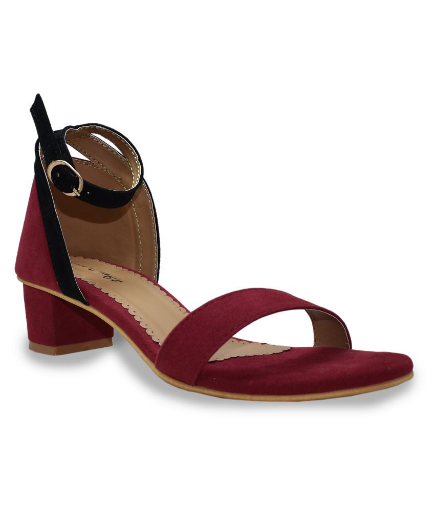 maroon block heels