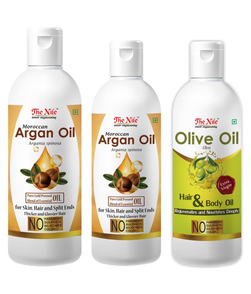    			The Nile Argan Oil 150 ML + 100 Ml (250 ML) + Olive Oil 100 ML 350 mL Pack of 3