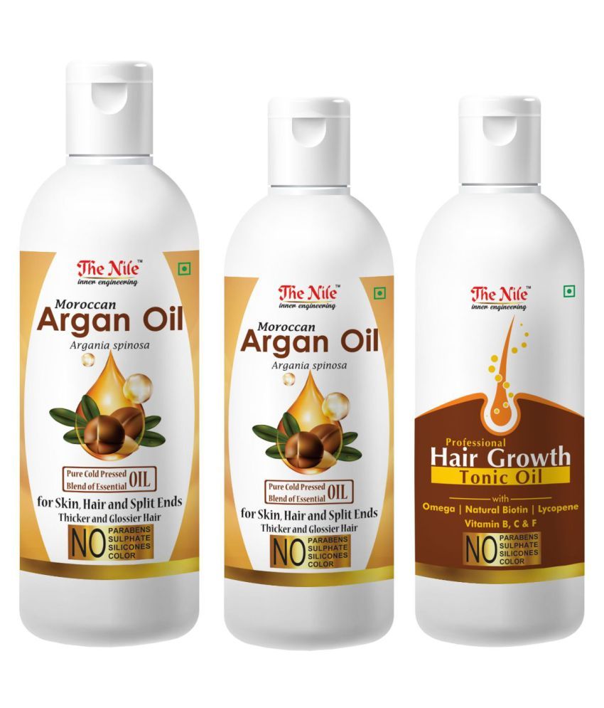     			The Nile Argan Oil 150 ML + 100 ML (250 ML) + Hair Tonic 100 Ml 350 mL Pack of 3