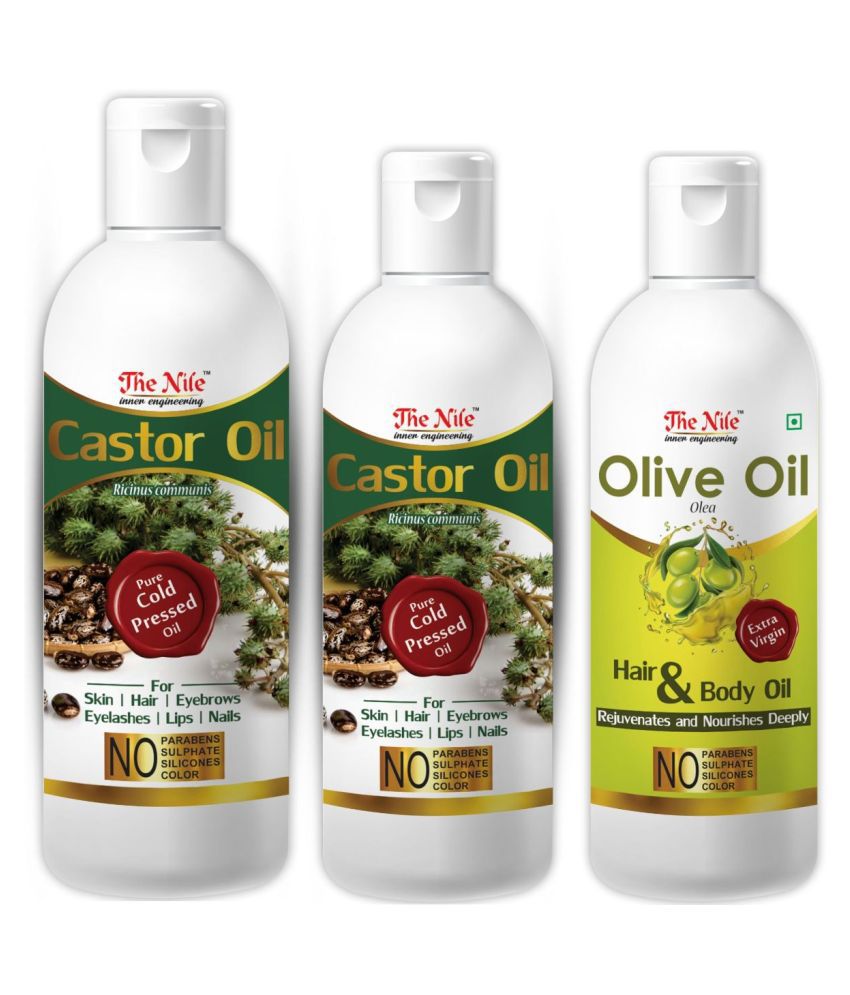    			The Nile Castor Oil 150 ML + 100 Ml (250 ML) + Olive Oil 100 ML 350 mL Pack of 3