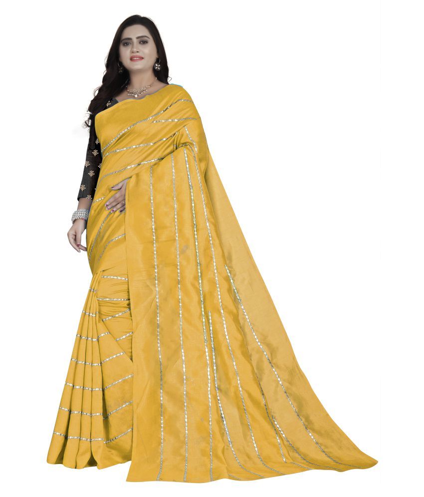 pure yellow silk saree