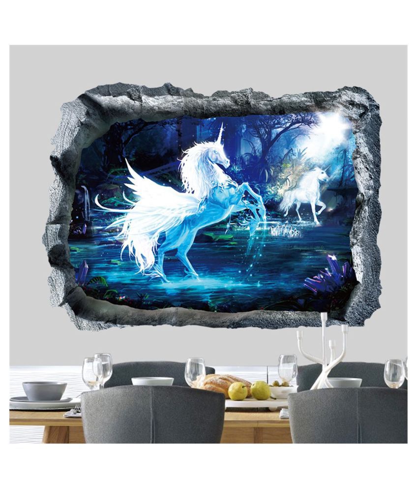     			HOMETALES 3D Fairy Unicorn in Dream World Beautiful Art Sticker ( 50 x 70 cms )