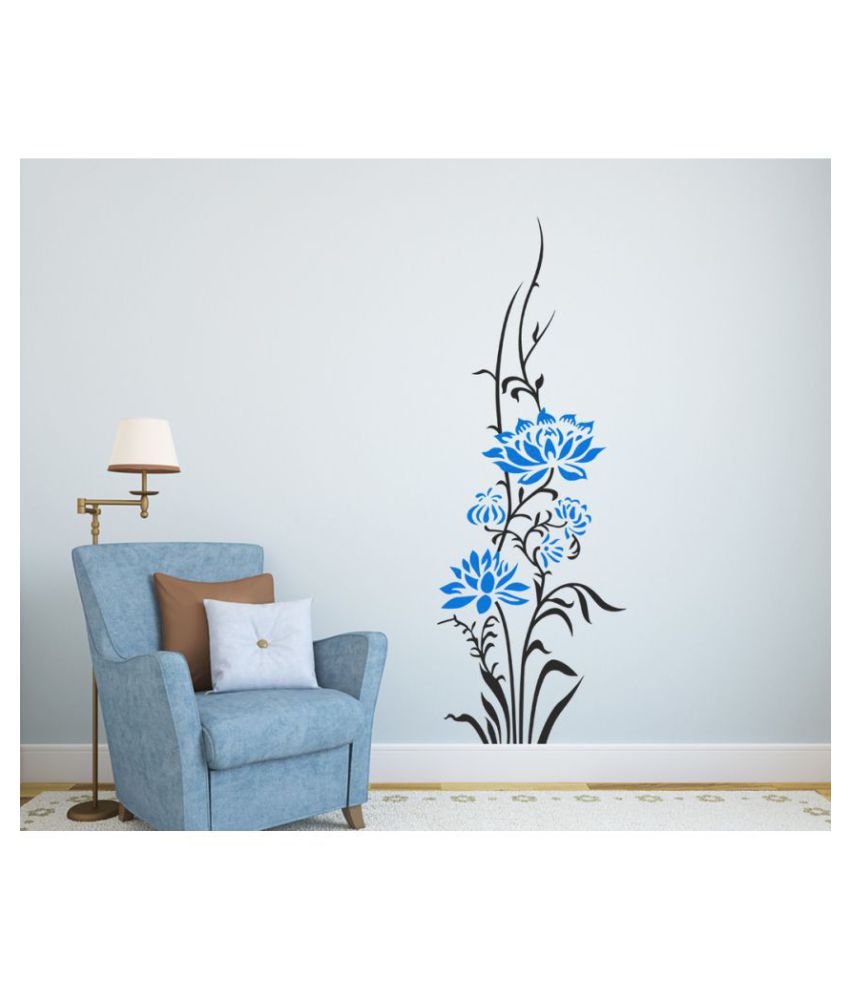     			HOMETALES Blue Color Lotus Flowers For Office Sticker ( 50 x 70 cms )