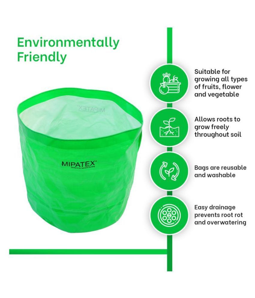 Mipatex Woven Fabric Grow Bags 12in x 12in, Heavy Duty Plant Pot Fruits