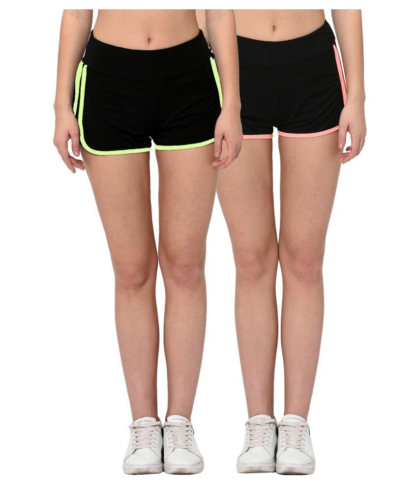     			Elina Multi Color Polyester Solid Shorts