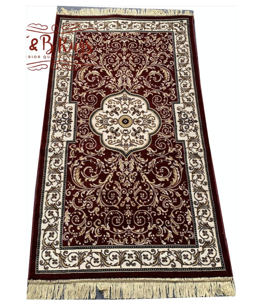 ASAD EMPORIUM RUGS Maroon Polypropylene Carpet Geometrical 3x5 Ft Buy