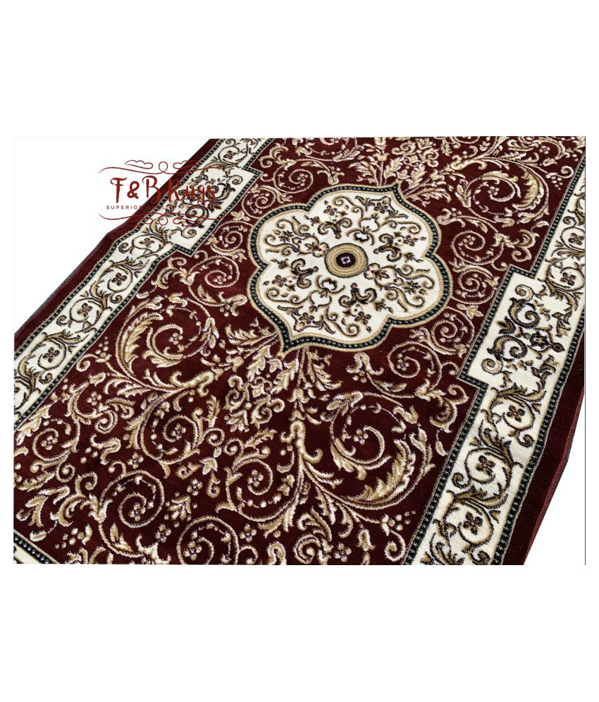 ASAD EMPORIUM RUGS Maroon Polypropylene Carpet Geometrical 3x5 Ft Buy