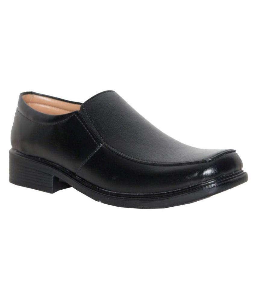Leeport Artificial Leather Black Formal Shoes