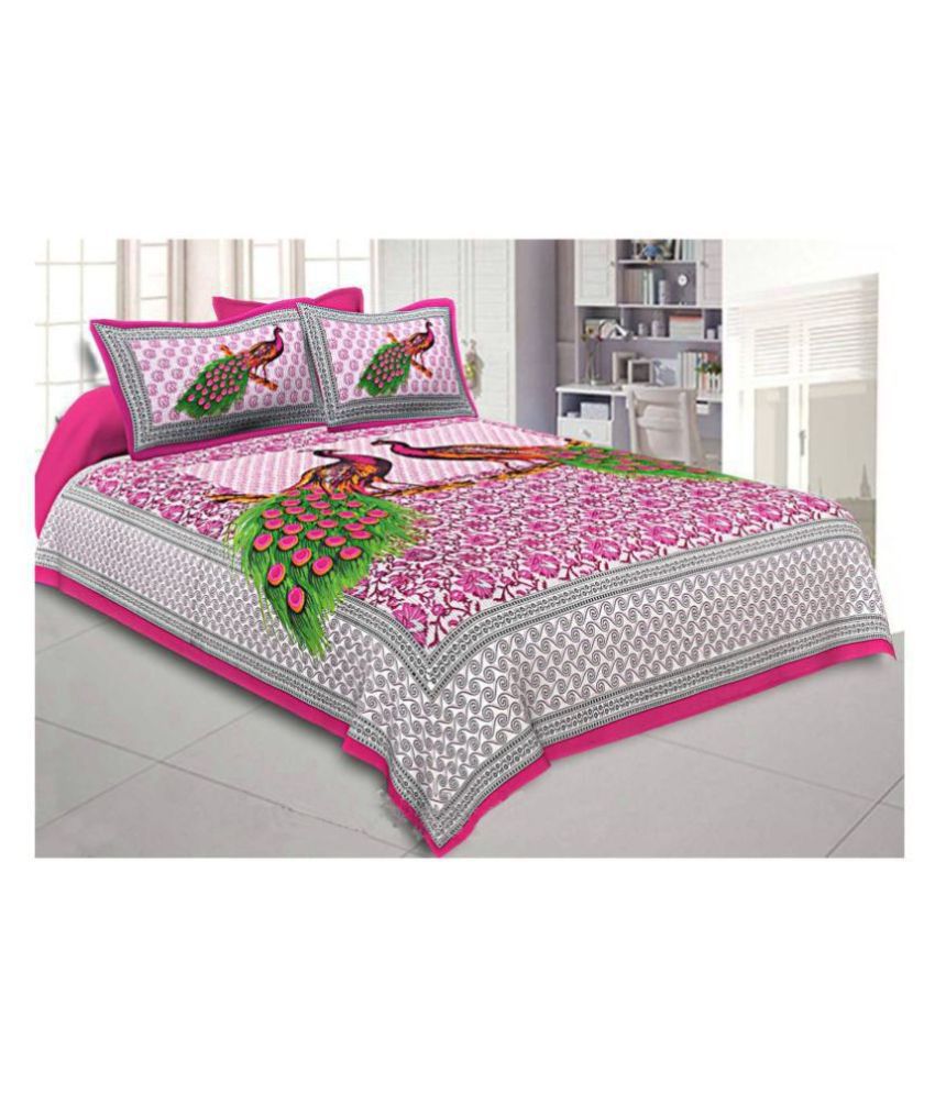    			Kismat Collection Cotton Double Bedsheet with 2 Pillow Covers ( 229 cm x 254 cm )