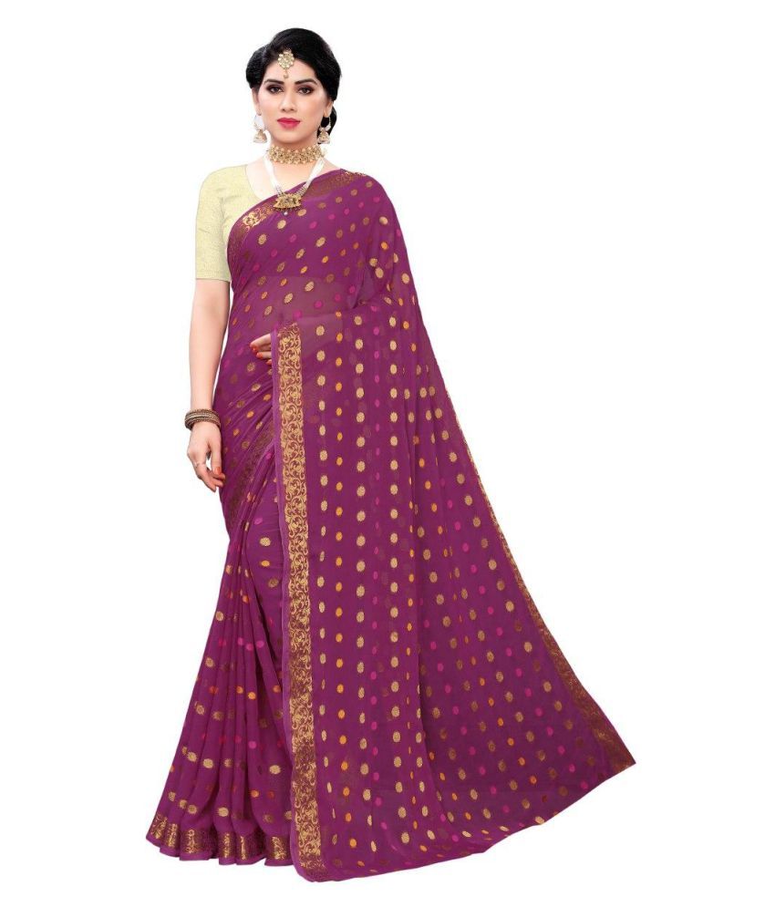 purple chiffon saree