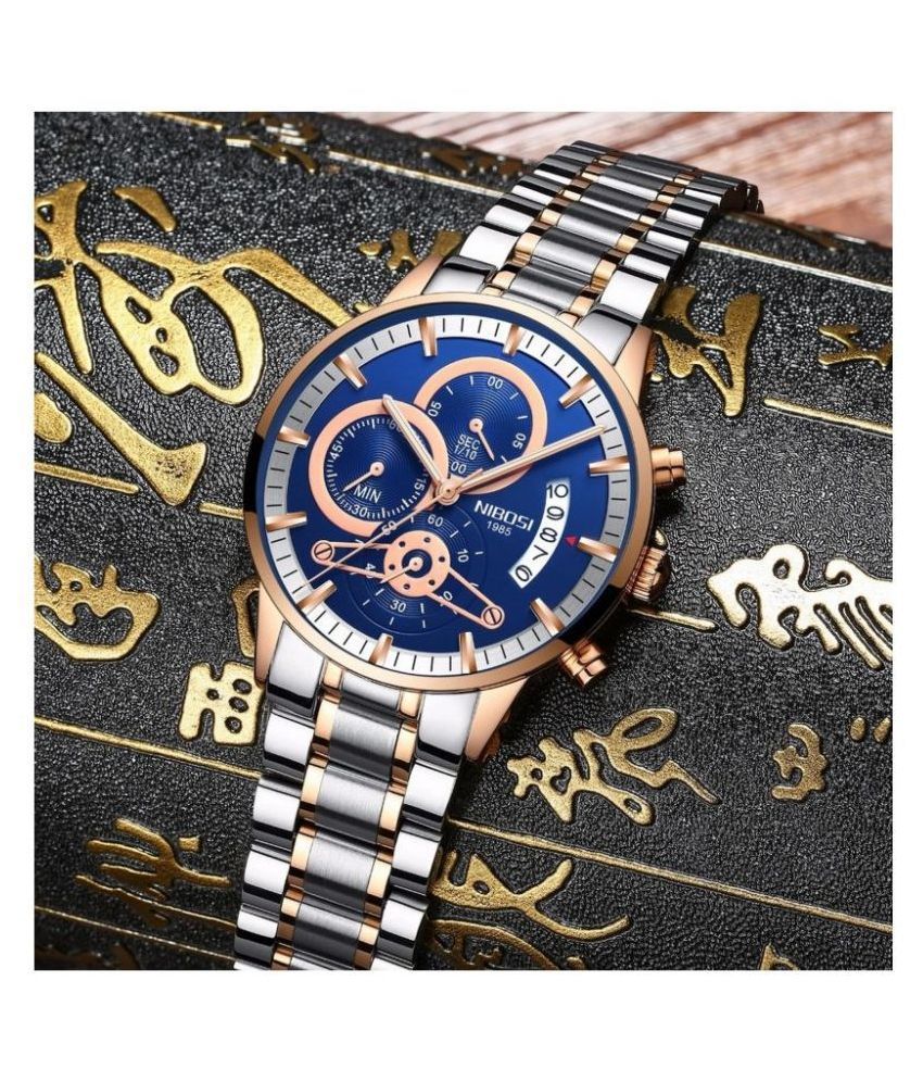 NIBOSI Luxury Stylish Trend Stainless Steel Chronograph Men's Watch