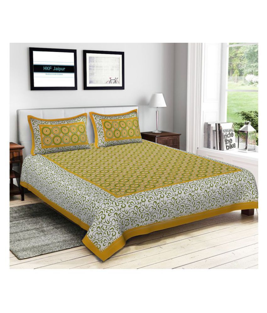 hkf Cotton Double Bedsheet with 2 Pillow Covers Buy hkf Cotton Double