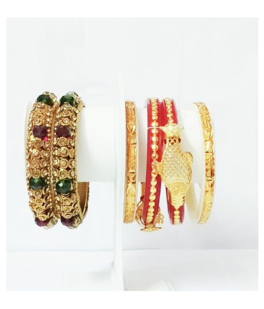parmar gold plaetd shakha pola multicolour combo bangles for women: Buy ...