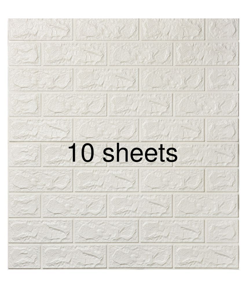 3D Foam brick wallpaper/wall panel/wall sticker (pack of 10) PVC Designs  Wallpapers White: Buy 3D Foam brick wallpaper/wall panel/wall sticker (pack  of 10) PVC Designs Wallpapers White at Best Price in India