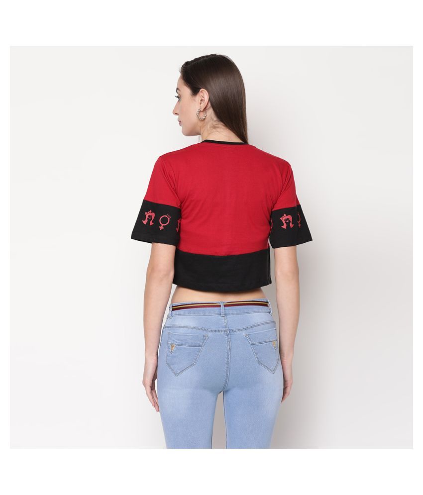 V2 Cotton Crop Tops - Maroon - Buy V2 Cotton Crop Tops - Maroon Online at Best Prices in India 