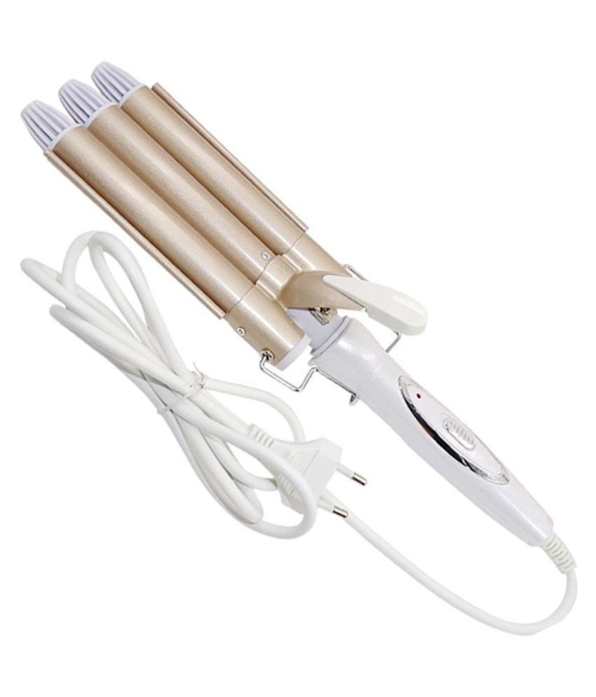 KM Hair Curling Iron Ceramic Triple Barrel Curler Hair Straightener Multi Party Fashion Comb